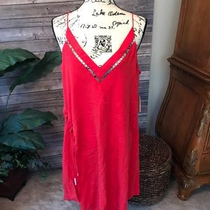 FREE PEOPLE Red Tunic Military Casual Dress